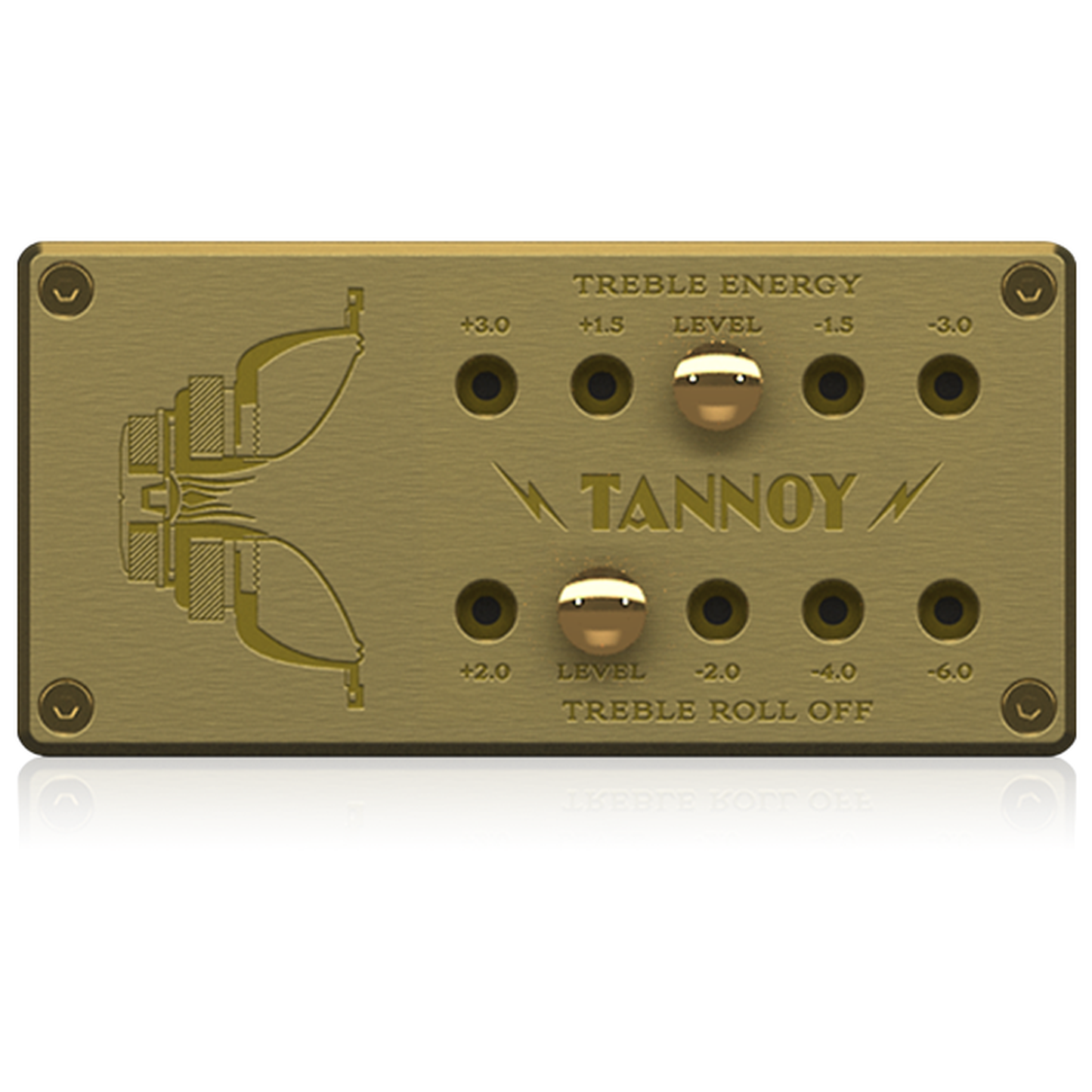 Tannoy Arden Legacy Standlautsprecher Detailansicht Bedienfeld mit Treble Energy und Treble Roll Off