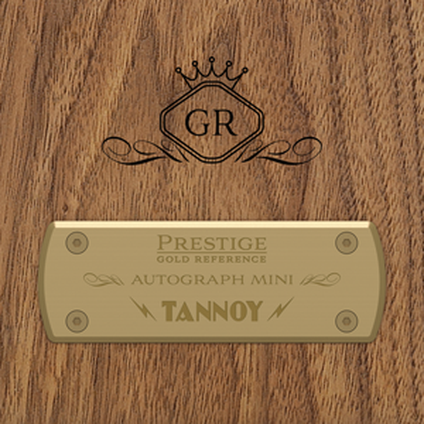 Tannoy Autograph Mini Regallautsprecher Detailansicht Typenschild Prestige Gold Reference