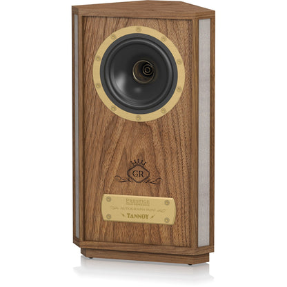 Tannoy Autograph Mini Regallautsprecher Schrägansicht von links ohne Frontbespannung mit Gehäusefurnier