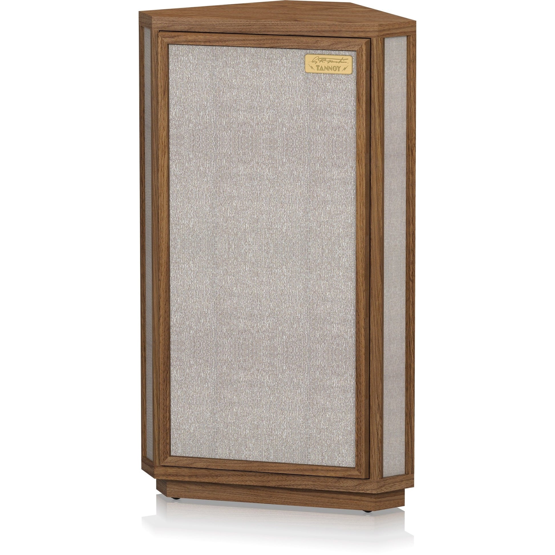 Tannoy Autograph Mini Regallautsprecher Schrägansicht von links mit montierter Frontbespannung