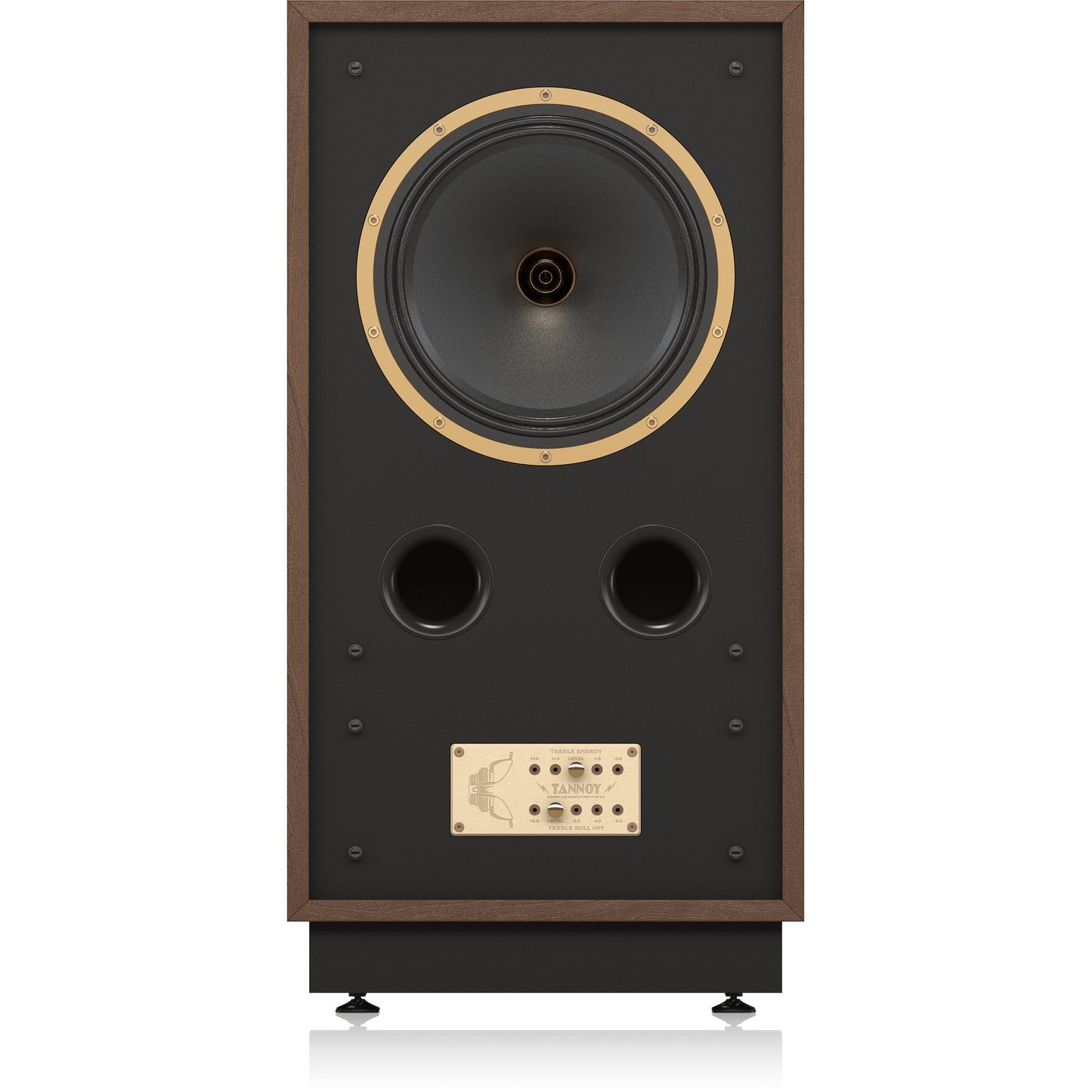 Tannoy Cheviot Legacy Standlautsprecher Frontansicht ohne Frontbespannung, Dual-Concentric-Chassis, zwei Reflexöffnungen