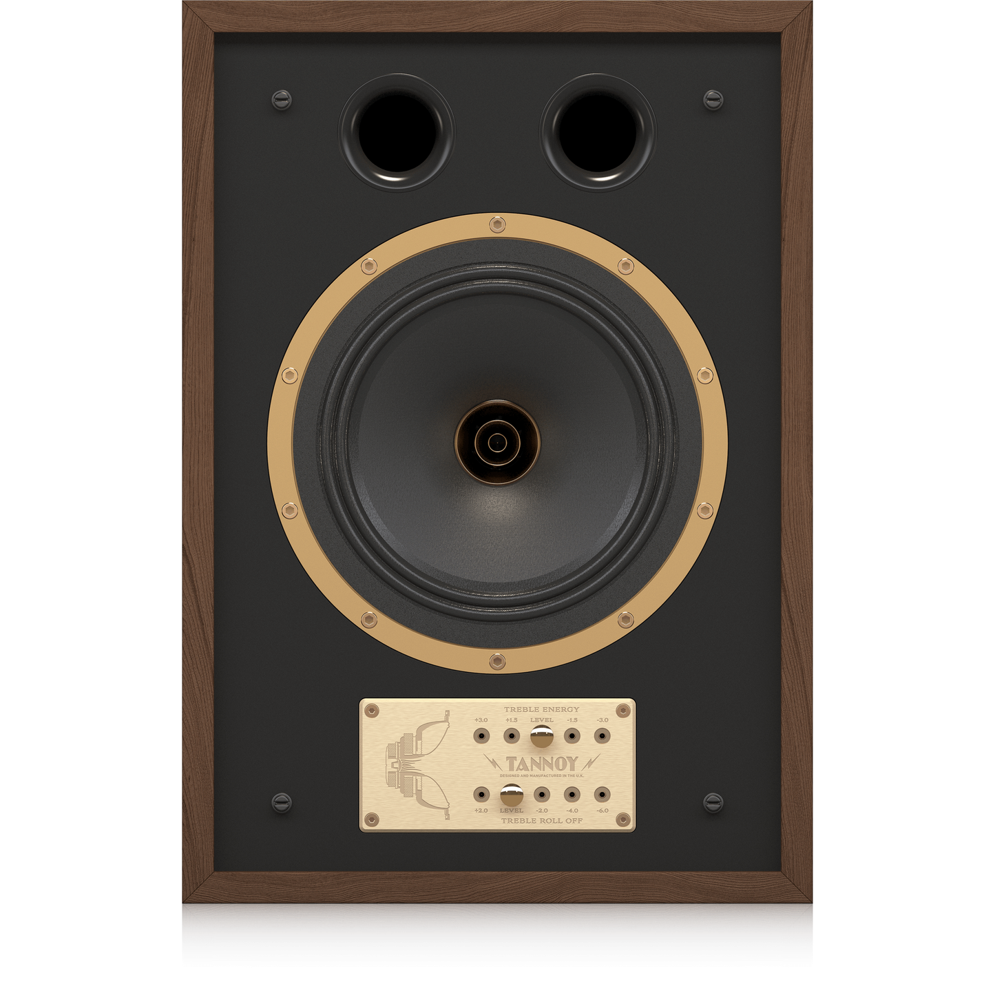 Tannoy Eaton Legacy Regallautsprecher Frontansicht ohne Frontbespannung, Dual-Concentric-Chassis, zwei Reflexöffnungen