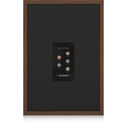 Tannoy Eaton Legacy Regallautsprecher Rückansicht mit Anschlussfeld, Bi-Wiring-Terminals und Erdungsklemme