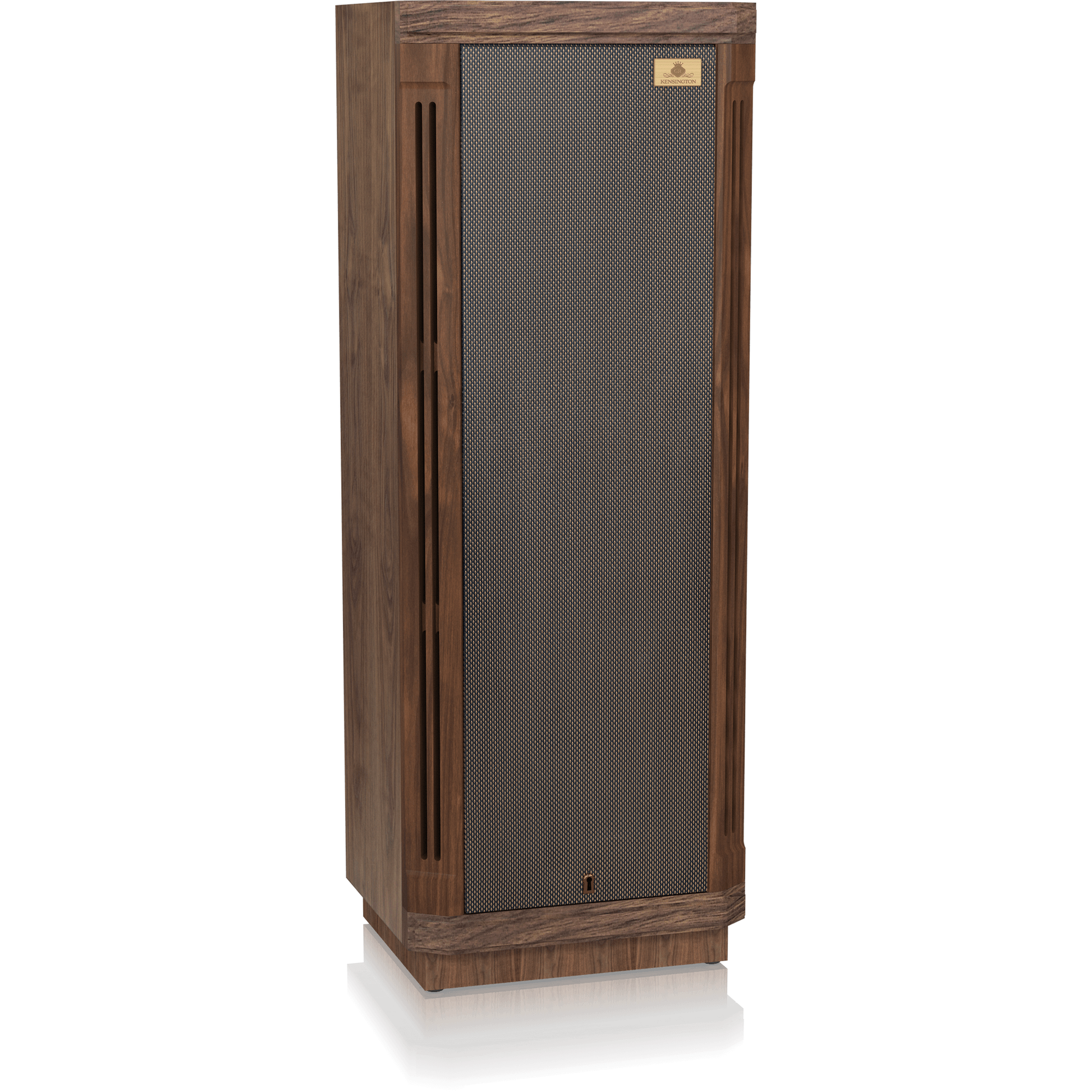 Tannoy Kensington GR Standlautsprecher Schrägansicht von links mit montierter Frontbespannung