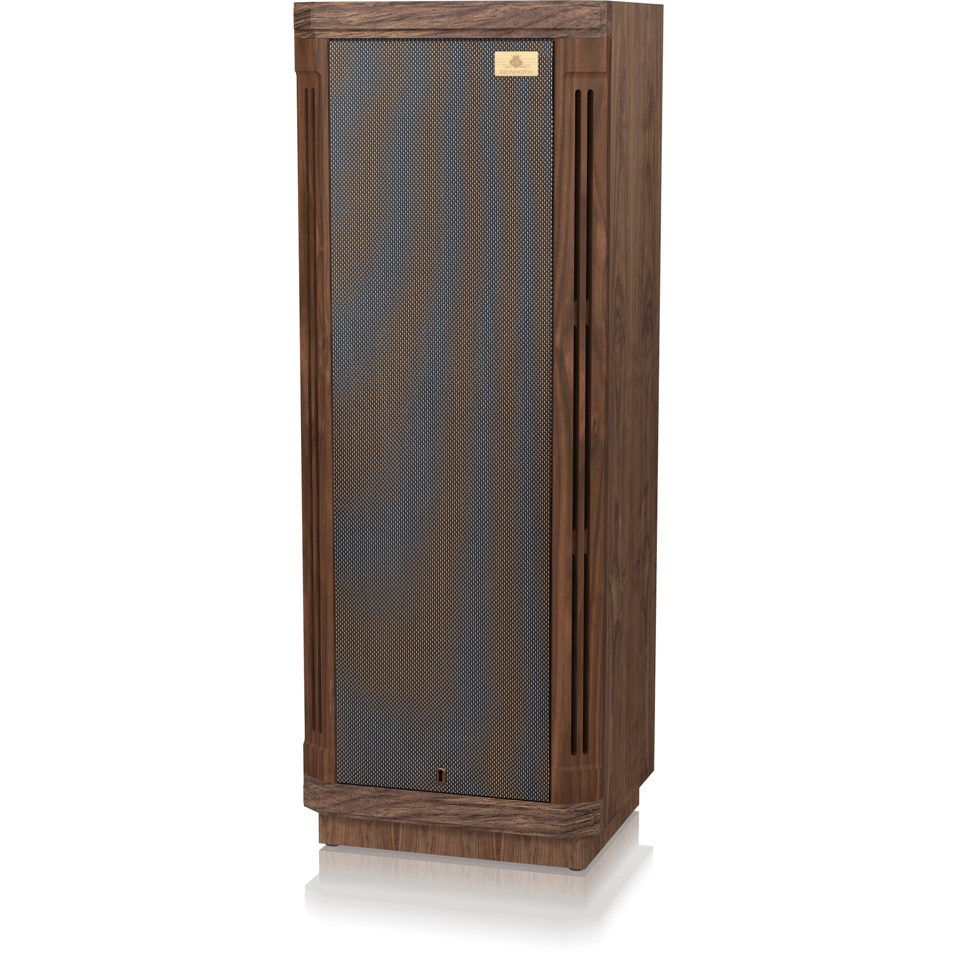 Tannoy Kensington GR Standlautsprecher Schrägansicht von rechts mit montierter Frontbespannung