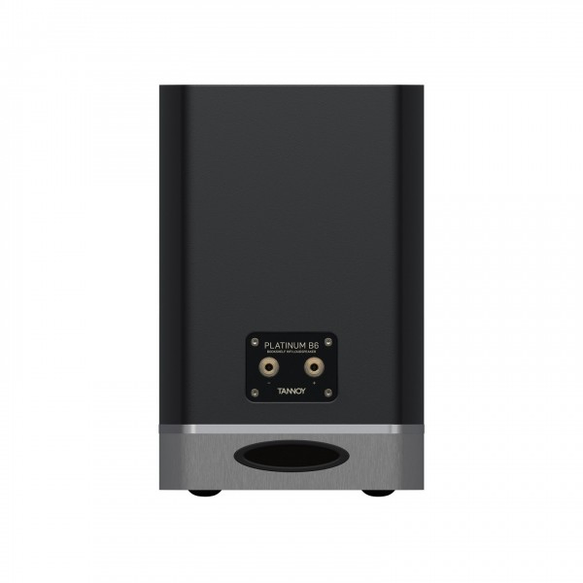 Tannoy Platinum B6 Regallautsprecher Schwarz Rückansicht mit Lautsprecherterminal und Bassreflexöffnung
