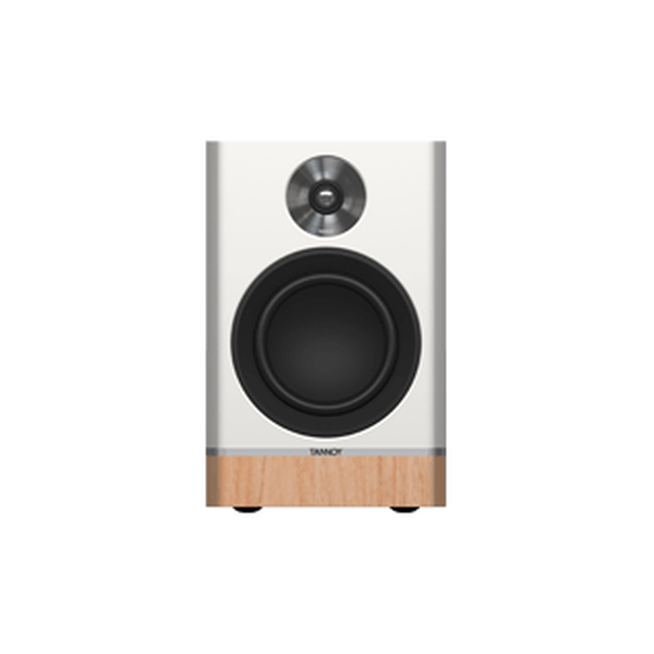 Tannoy Platinum B6 Regallautsprecher Weiss/Holz hell Frontansicht ohne Frontbespannung