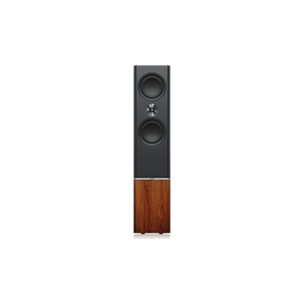 Tannoy Platinum F6 Standlautsprecher Schwarz/Holz dunkel Frontansicht ohne Frontbespannung