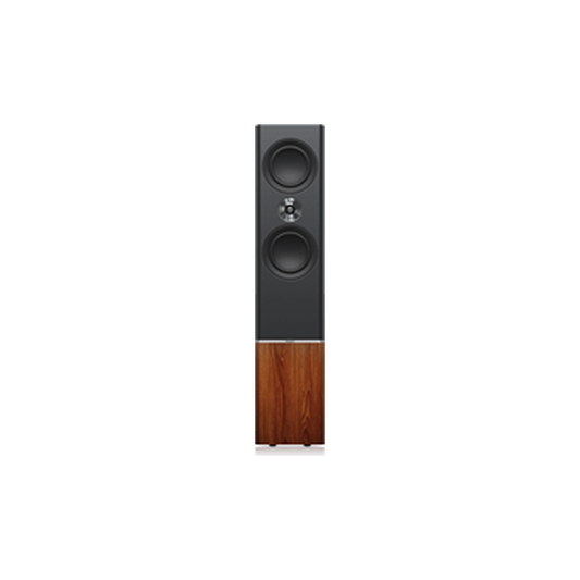 Tannoy Platinum F6 Standlautsprecher Schwarz/Holz dunkel Frontansicht ohne Frontbespannung