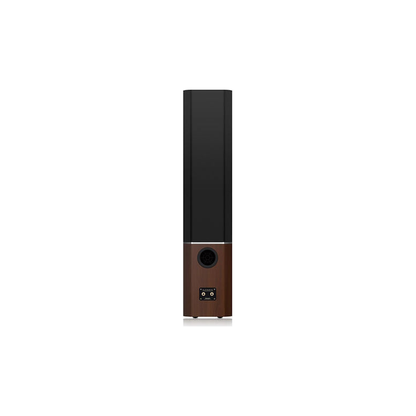 Tannoy Platinum F6 Standlautsprecher Schwarz/Holz dunkel Rückansicht mit Terminal und Bassreflexöffnung