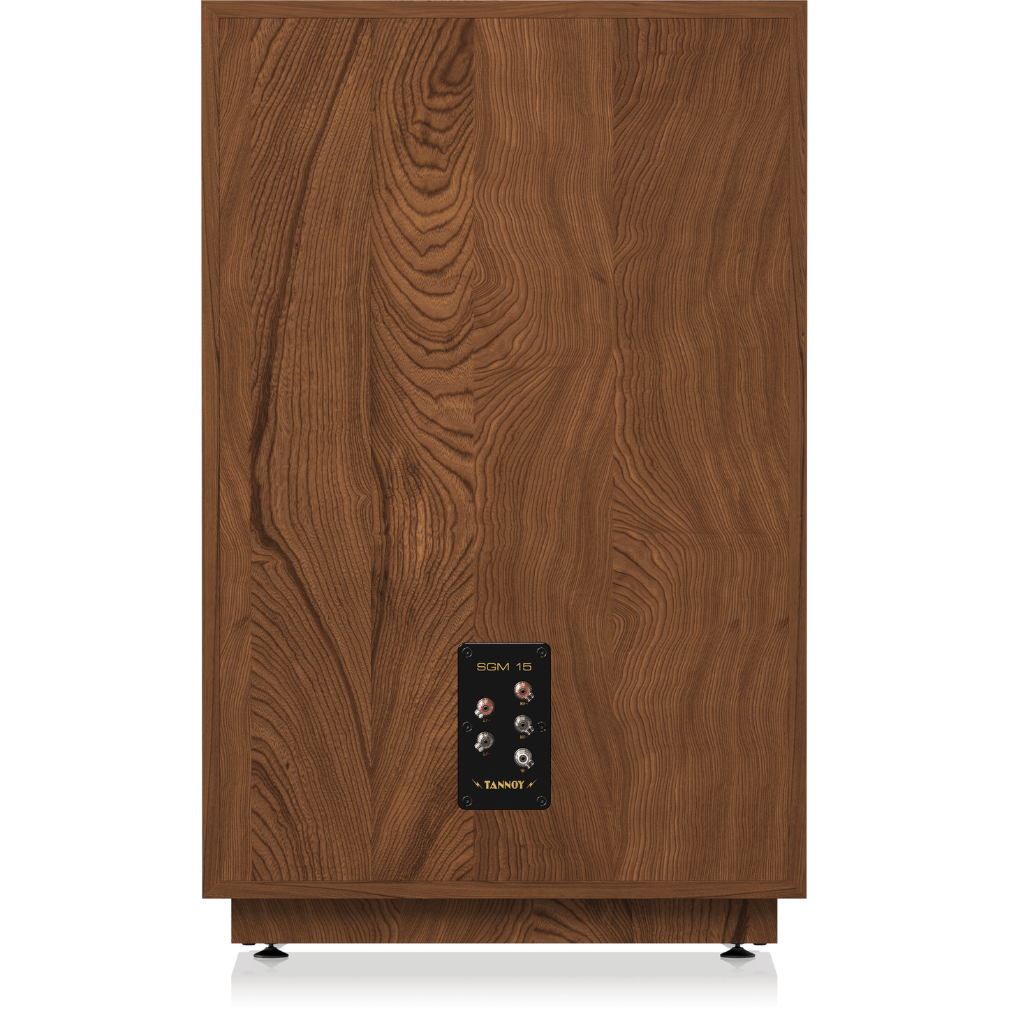 Tannoy SGM 15 Standlautsprecher Rückansicht mit Anschlussfeld und Nussbaum-Furnier
