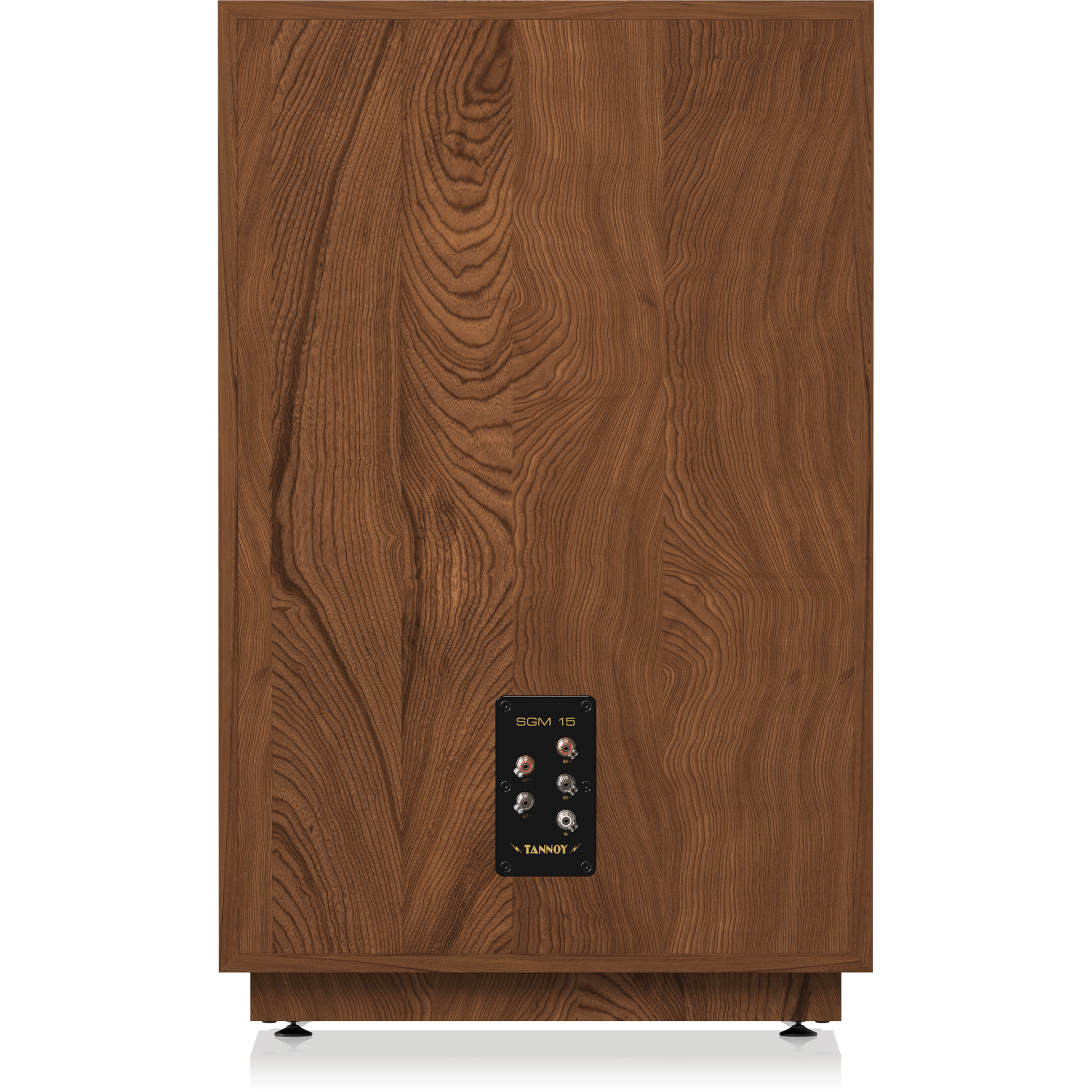 Tannoy SGM 15 Standlautsprecher Rückansicht mit Anschlussfeld und Nussbaum-Furnier