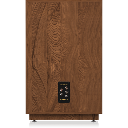 Tannoy SGM 15 Standlautsprecher Rückansicht mit Anschlussfeld und Nussbaum-Furnier