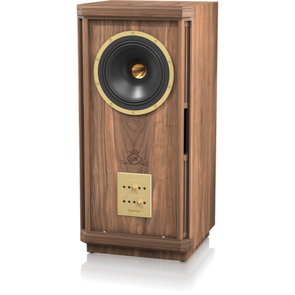 Tannoy Stirling III LZ SE Standlautsprecher Schrägansicht von rechts ohne Frontbespannung, Nussbaum