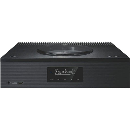 Technics SA-C600 CD-Netzwerk-Receiver Schwarz Frontansicht mit CD-Fach, Display und USB-Anschluss