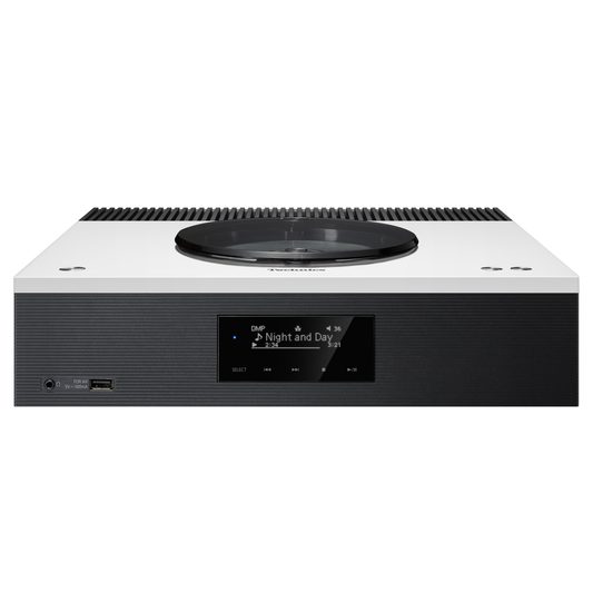 Technics SA-C600 CD-Netzwerk-Receiver Weiss Frontansicht mit CD-Fach in der weissen Deckplatte