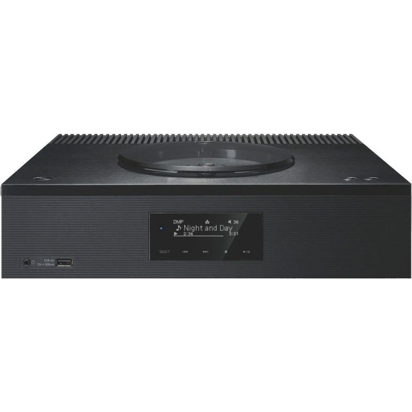 Technics SA-C600 + SB-C600 HiFi-Set Schwarz Frontansicht des SA-C600 mit CD-Fach und Display