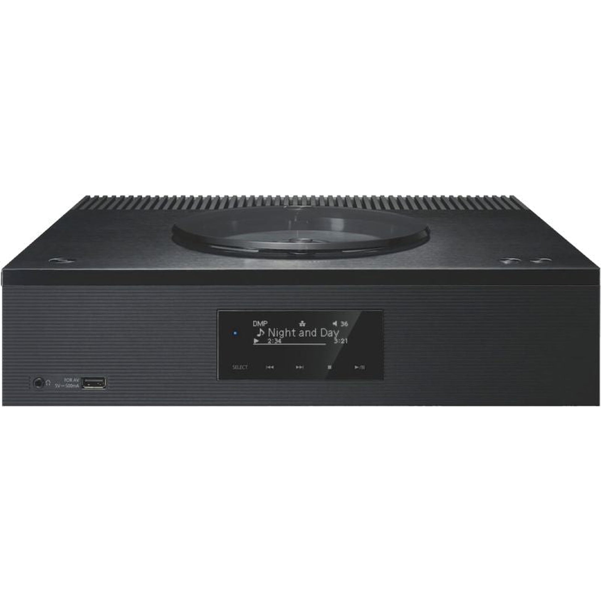 Technics SA-C600 + SB-C600 HiFi-Set Schwarz Frontansicht des SA-C600 mit CD-Fach und Display