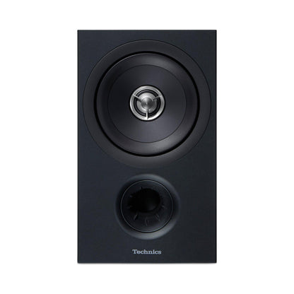 Technics SB-C600 Regallautsprecher Schwarz Frontansicht mit Koaxialchassis und Bassreflexöffnung