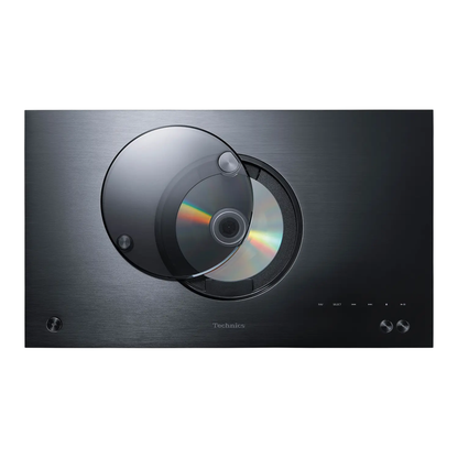 Technics SC-C70MK2 Kompaktanlage Schwarz Draufsicht mit geöffnetem CD-Deckel und Sensortasten