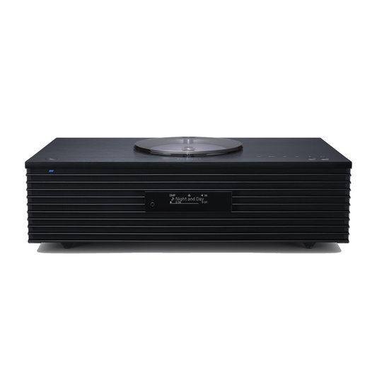 Technics SC-C70MK2 Kompaktanlage Schwarz Frontansicht mit Lamellenfront und Display