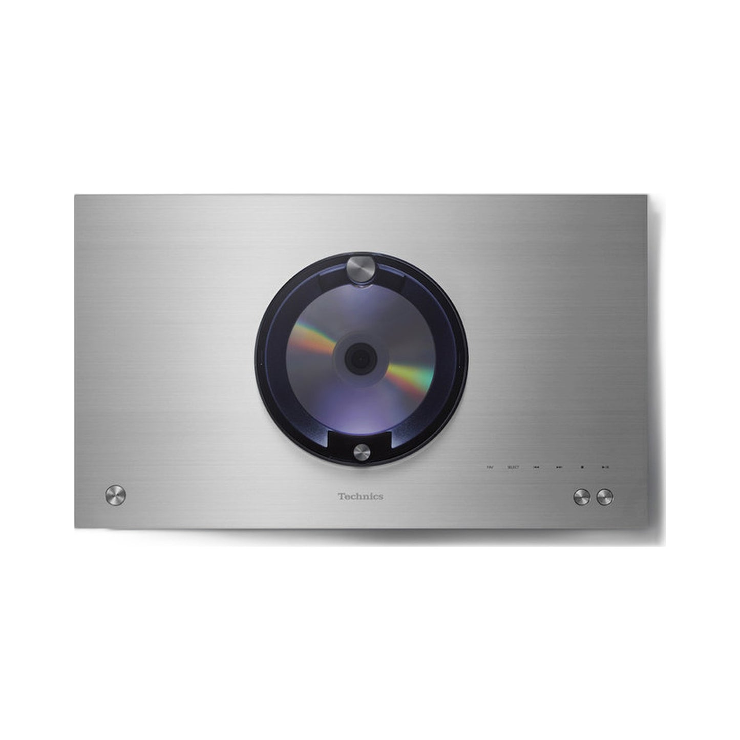Technics SC-C70MK2 Kompaktanlage Silber Draufsicht mit CD im offenen Fach und Sensortasten