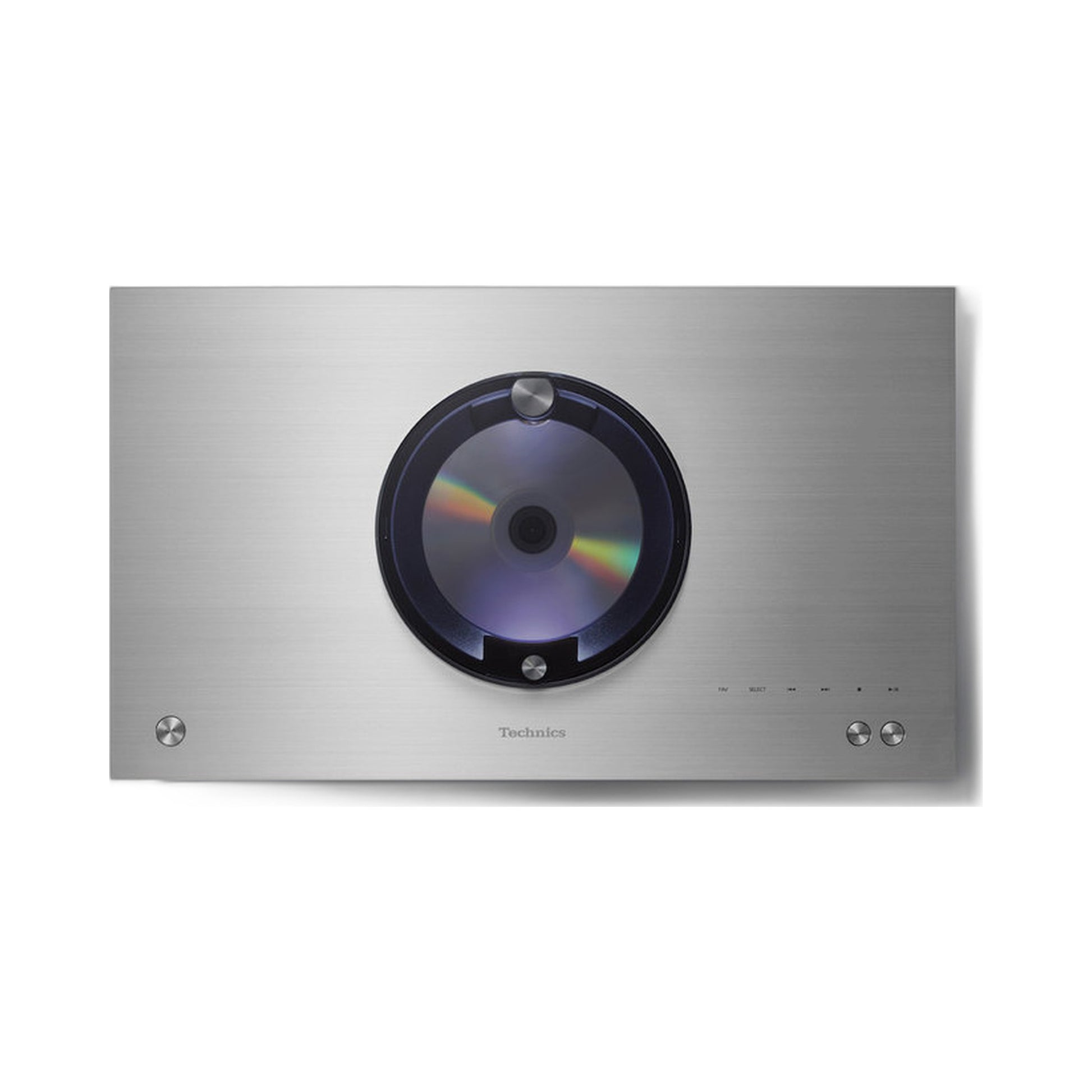 Technics SC-C70MK2 Kompaktanlage Silber Draufsicht mit CD im offenen Fach und Sensortasten