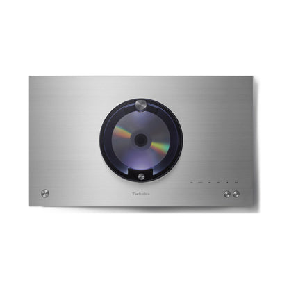 Technics SC-C70MK2 Kompaktanlage Silber Draufsicht mit CD im offenen Fach und Sensortasten