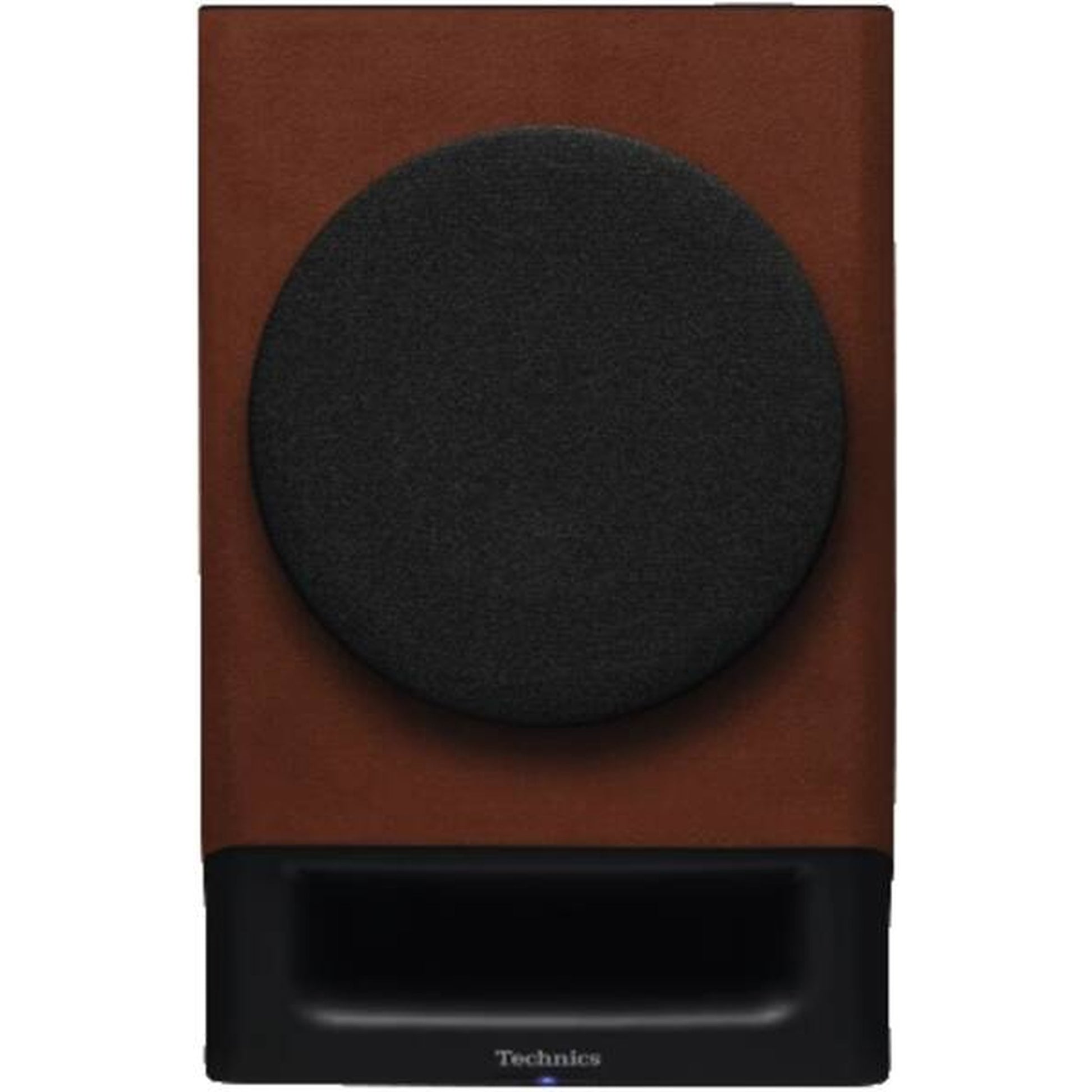 Technics SC-CX700 Streaming-Lautsprecher Terracotta Frontansicht mit Stoffabdeckung und Bassreflexöffnung