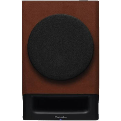 Technics SC-CX700 Streaming-Lautsprecher Terracotta Frontansicht mit Stoffabdeckung und Bassreflexöffnung