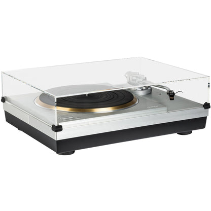 Technics SL-1000R Plattenspieler Schrägansicht mit aufgesetzter Staubschutzhaube
