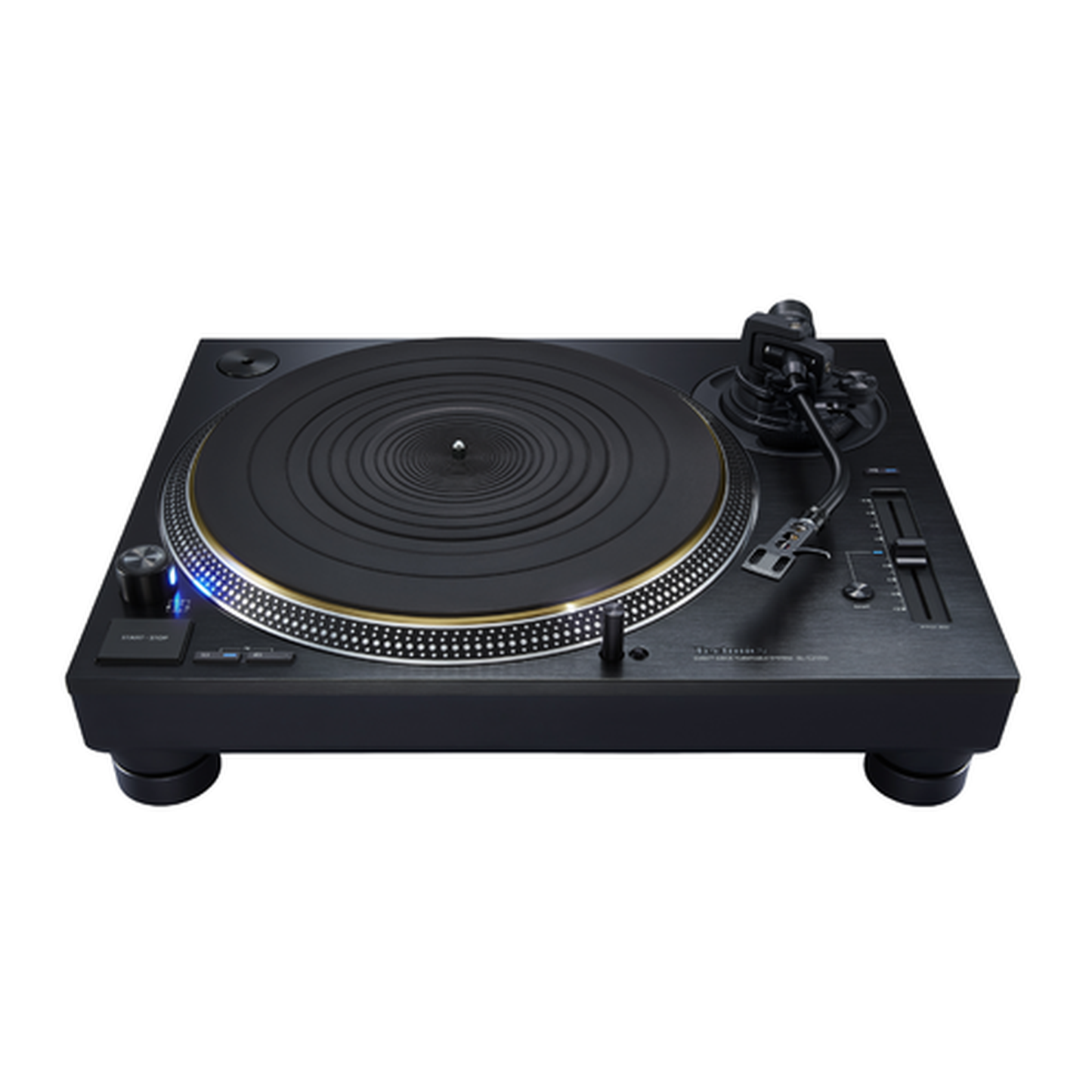 Technics SL-1210G Plattenspieler Schwarz Schrägansicht von vorn, leicht erhöhter Blickwinkel