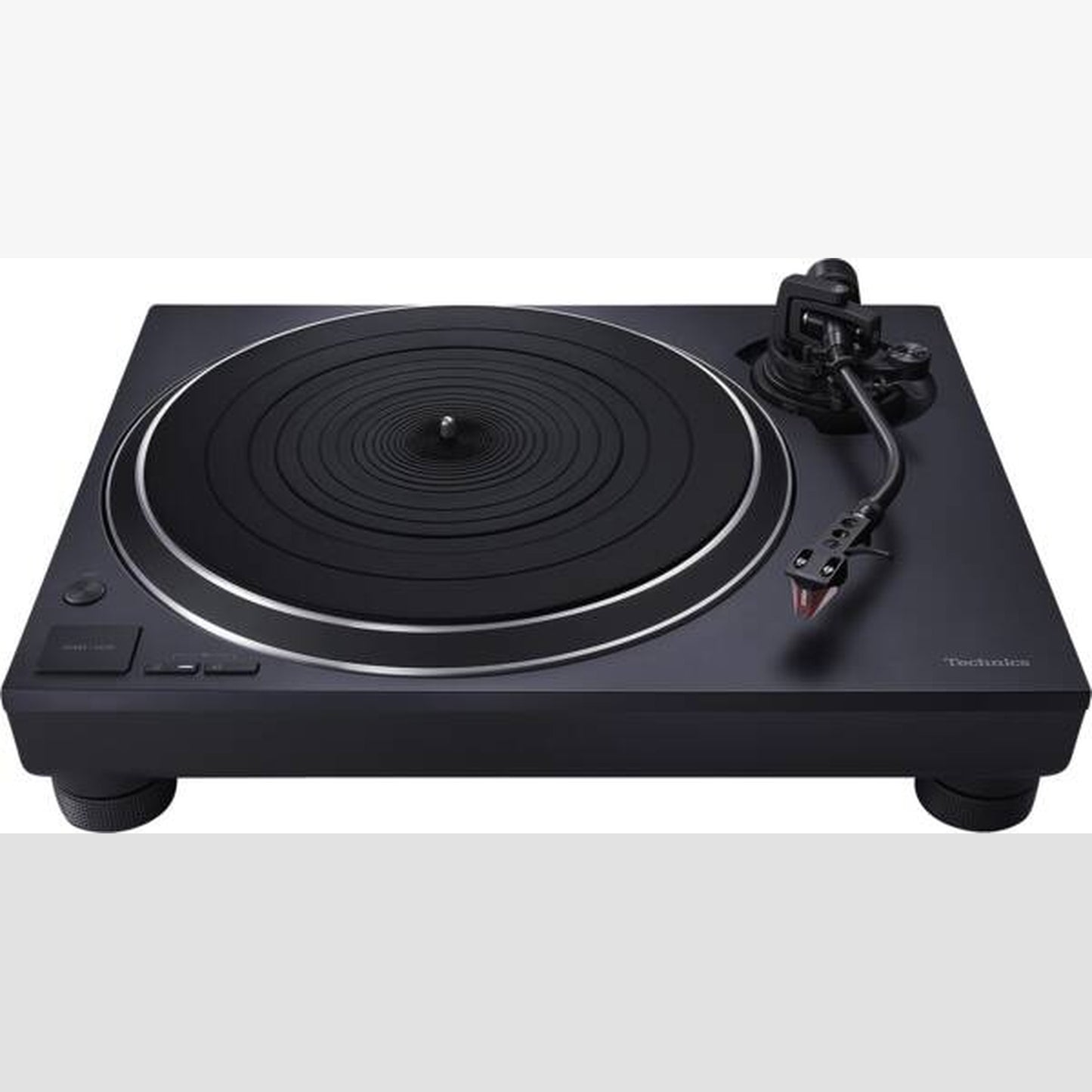 Technics SL-1500C Plattenspieler Schwarz Schrägansicht von oben mit Plattenteller und Tonarm