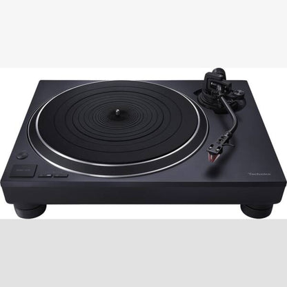 Technics SL-1500C Plattenspieler Schwarz Schrägansicht von oben mit Plattenteller und Tonarm