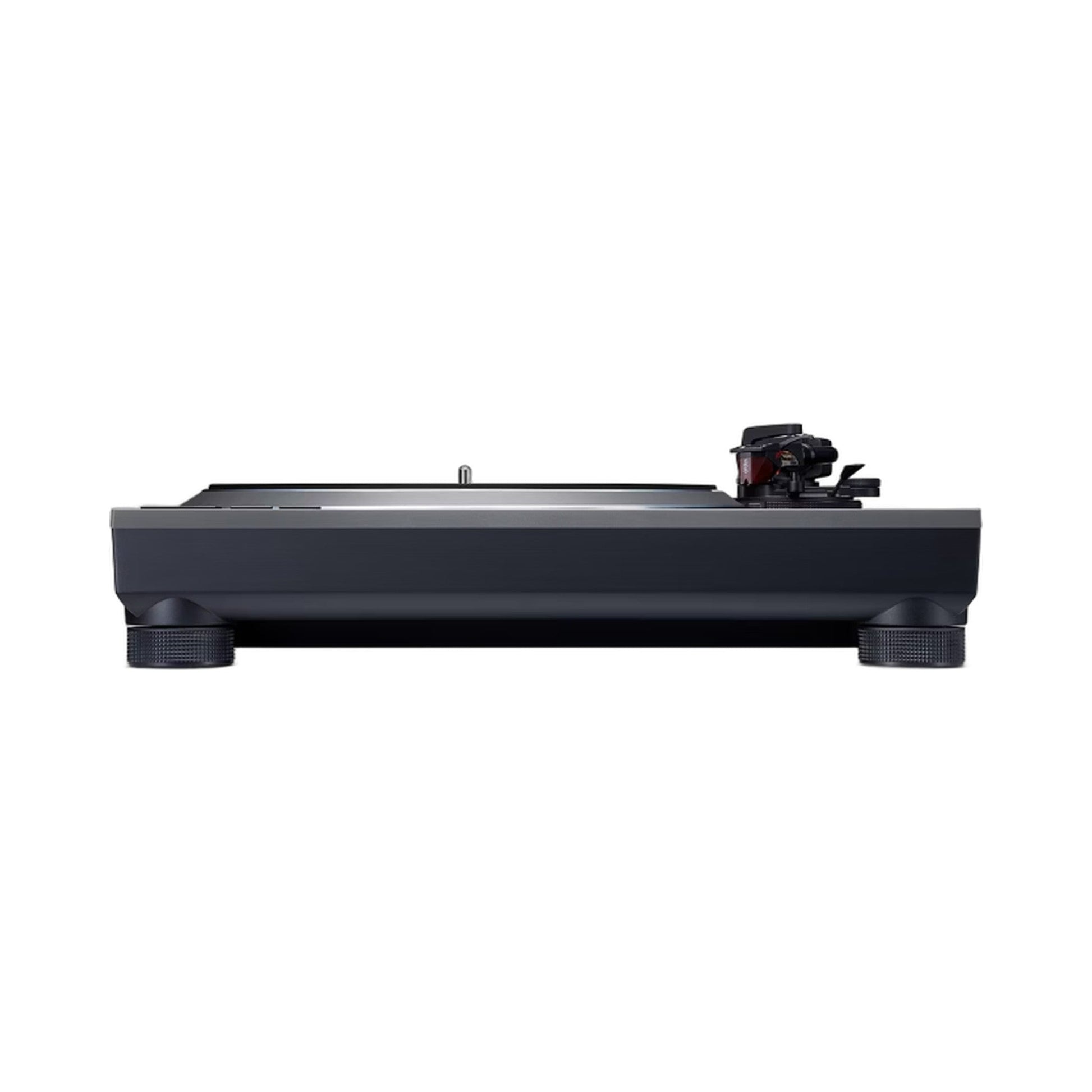 Technics SL-1500C Plattenspieler Silber Seitenansicht mit Aluminium-Deckplatte und schwarzer Zarge