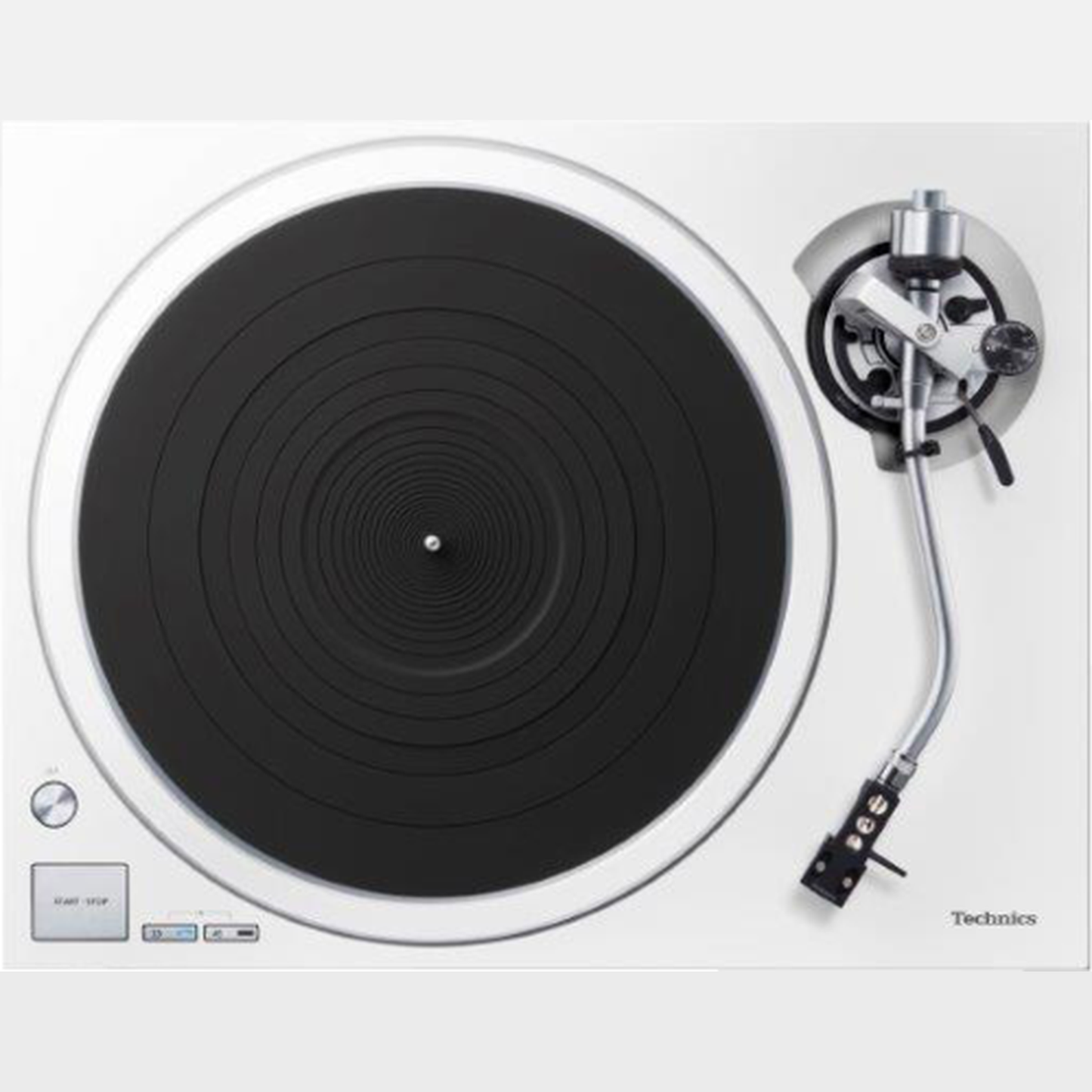 Technics SL-1500C Plattenspieler Weiss Draufsicht mit Plattenteller, Tonarm und Bedientasten