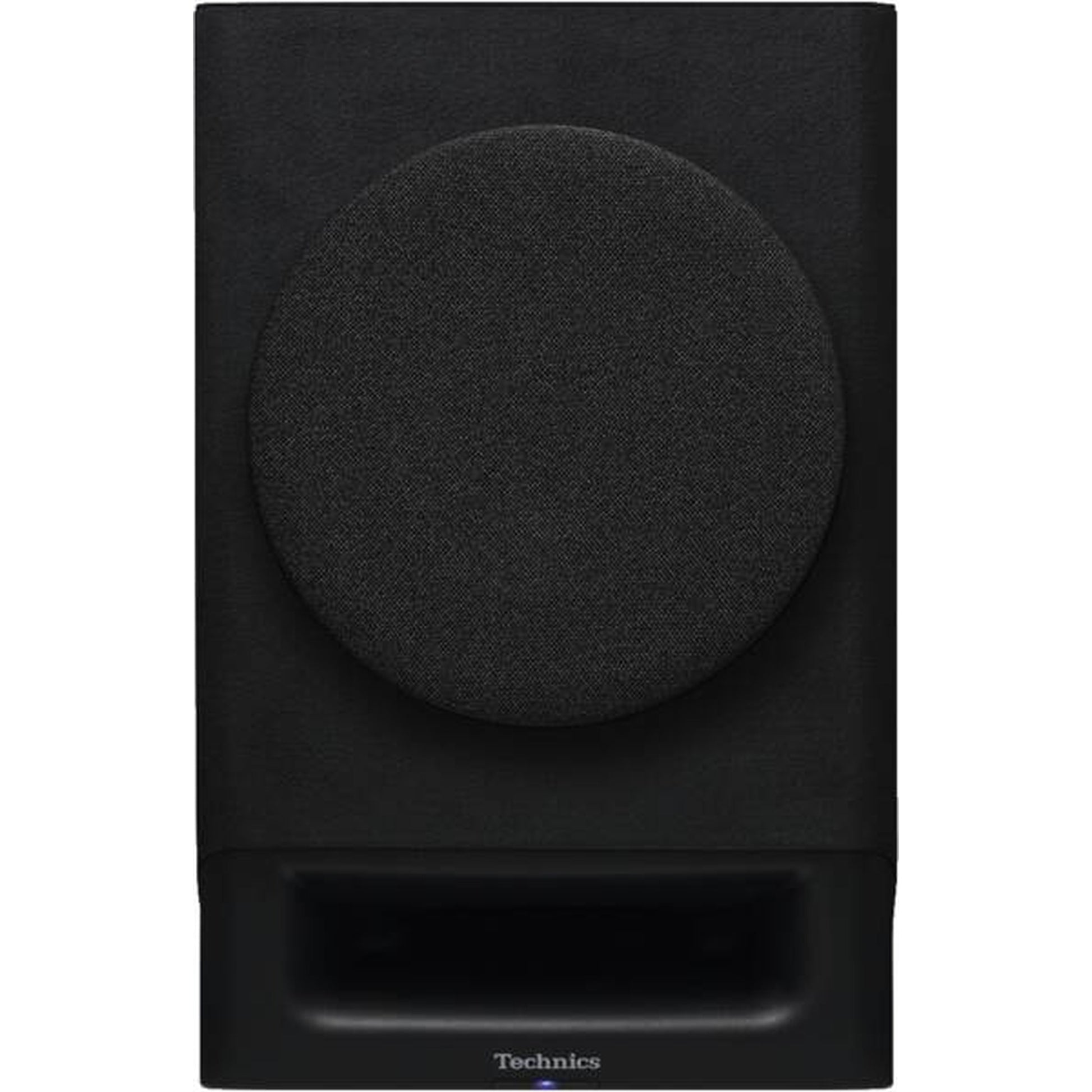 Technics SL-1500C Schwarz + SC-CX700 Schwarz HiFi-Set Frontansicht des Aktivlautsprechers mit Stoffabdeckung