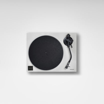 Technics SL-40CBT Plattenspieler Grau Draufsicht mit Plattenteller, Filzmatte und Bedientasten