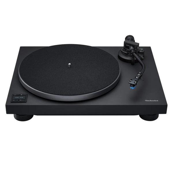 Technics SL-40CBT Plattenspieler Schwarz Schrägansicht mit Plattenteller, Tonarm und Bedientasten