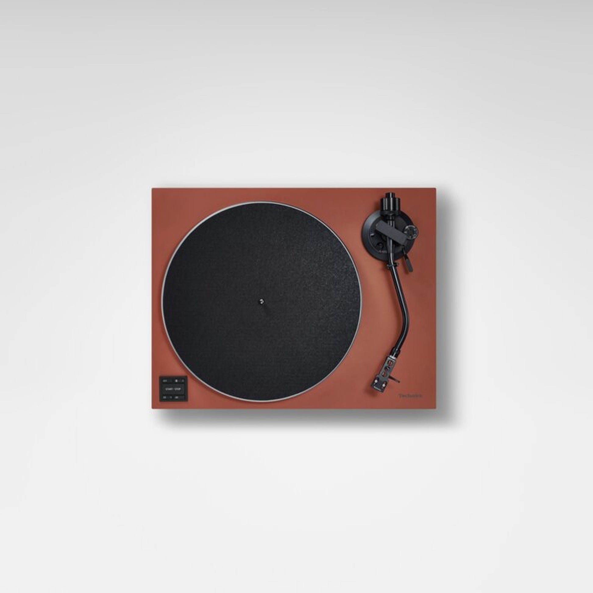 Technics SL-40CBT Plattenspieler Terracotta Draufsicht mit Plattenteller, Filzmatte und Bedientasten