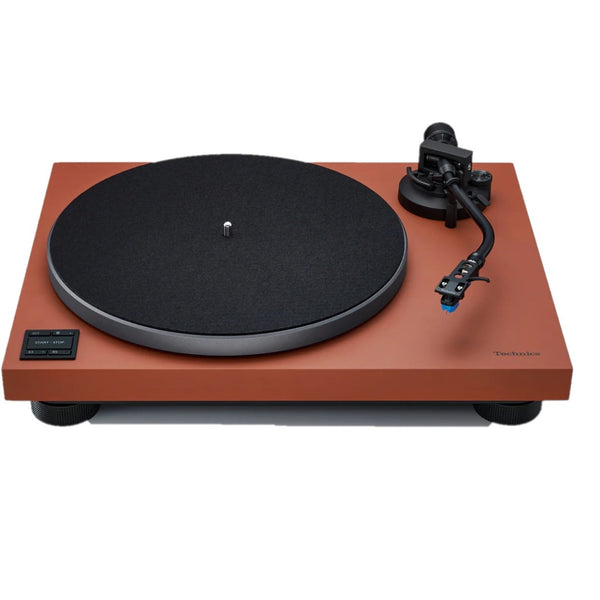 Technics SL-40CBT Plattenspieler Terracotta Schrägansicht mit Plattenteller, Tonarm und Bedientasten