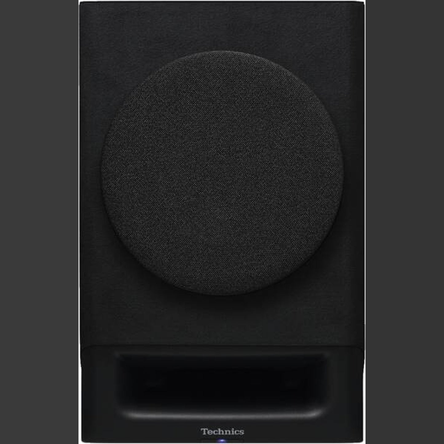 Technics SL-40CBT + SC-CX700 HiFi-Set Schwarz Frontansicht eines einzelnen SC-CX700 Aktivlautsprechers mit Abdeckung
