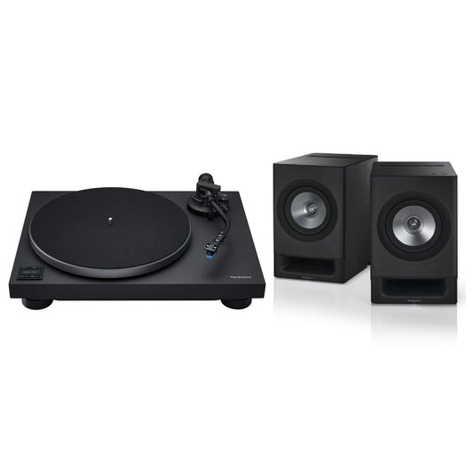 Technics SL-40CBT + SC-CX700 HiFi-Set Schwarz Lieferumfang mit Plattenspieler und Lautsprecherpaar