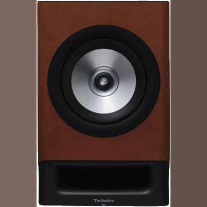 Technics SL-40CBT + SC-CX700 HiFi-Set Terracotta Frontansicht eines einzelnen SC-CX700 Aktivlautsprechers ohne Abdeckung