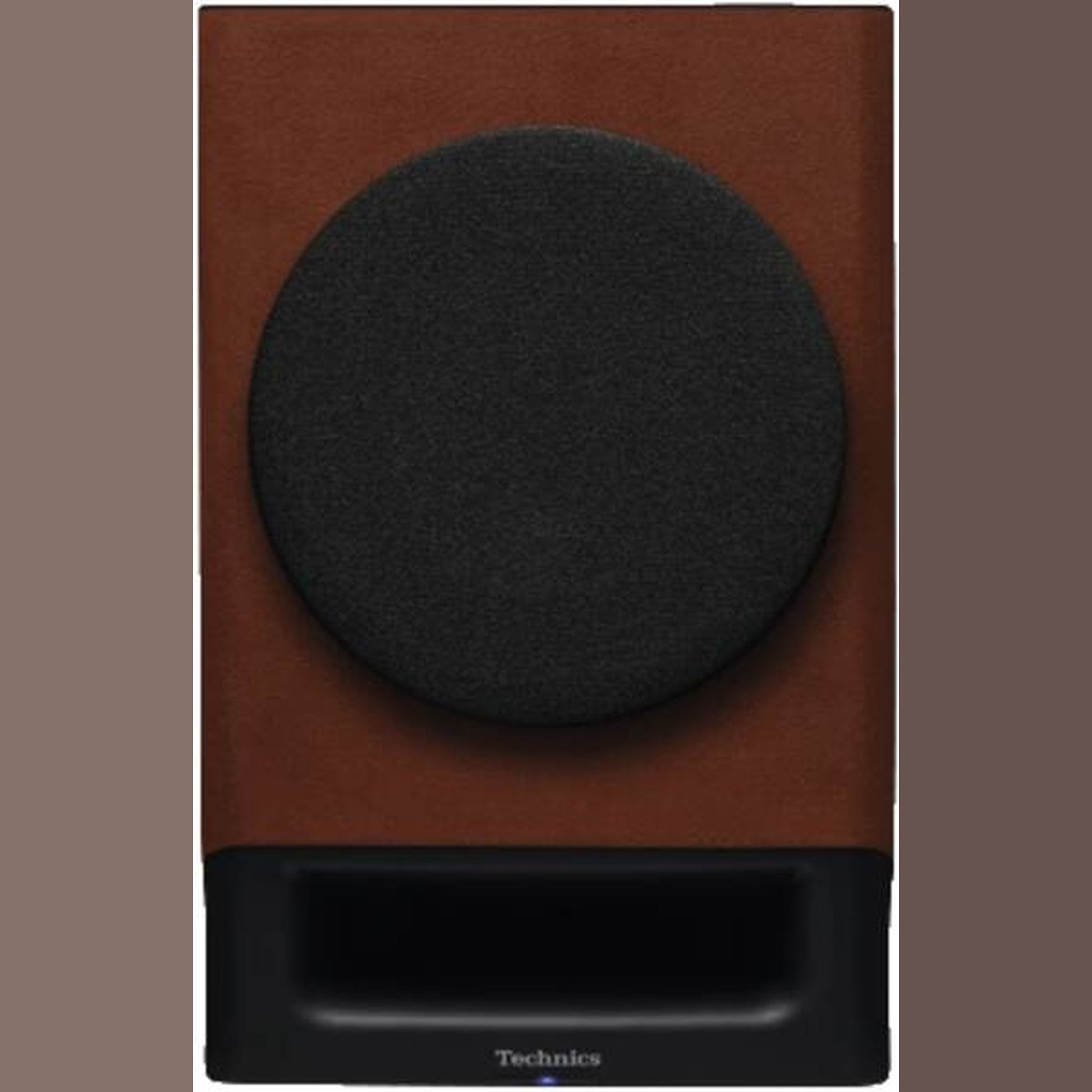 Technics SL-40CBT + SC-CX700 HiFi-Set Terracotta Frontansicht eines einzelnen SC-CX700 Aktivlautsprechers mit Abdeckung