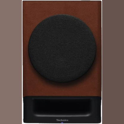 Technics SL-40CBT + SC-CX700 HiFi-Set Terracotta Frontansicht eines einzelnen SC-CX700 Aktivlautsprechers mit Abdeckung