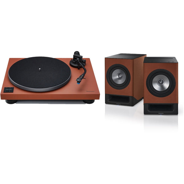Technics SL-40CBT + SC-CX700 HiFi-Set Terracotta Lieferumfang mit Plattenspieler und Lautsprecherpaar