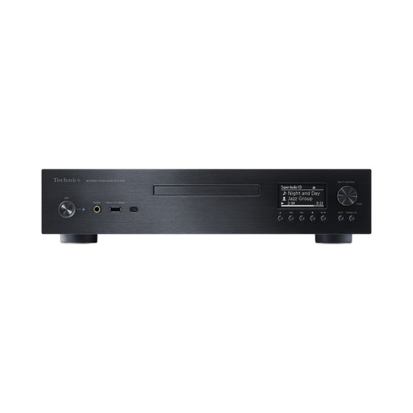 Technics SL-G700M2 Netzwerk-SACD-Player Schwarz Frontansicht mit Display, CD-Schacht und Multi-Control-Regler
