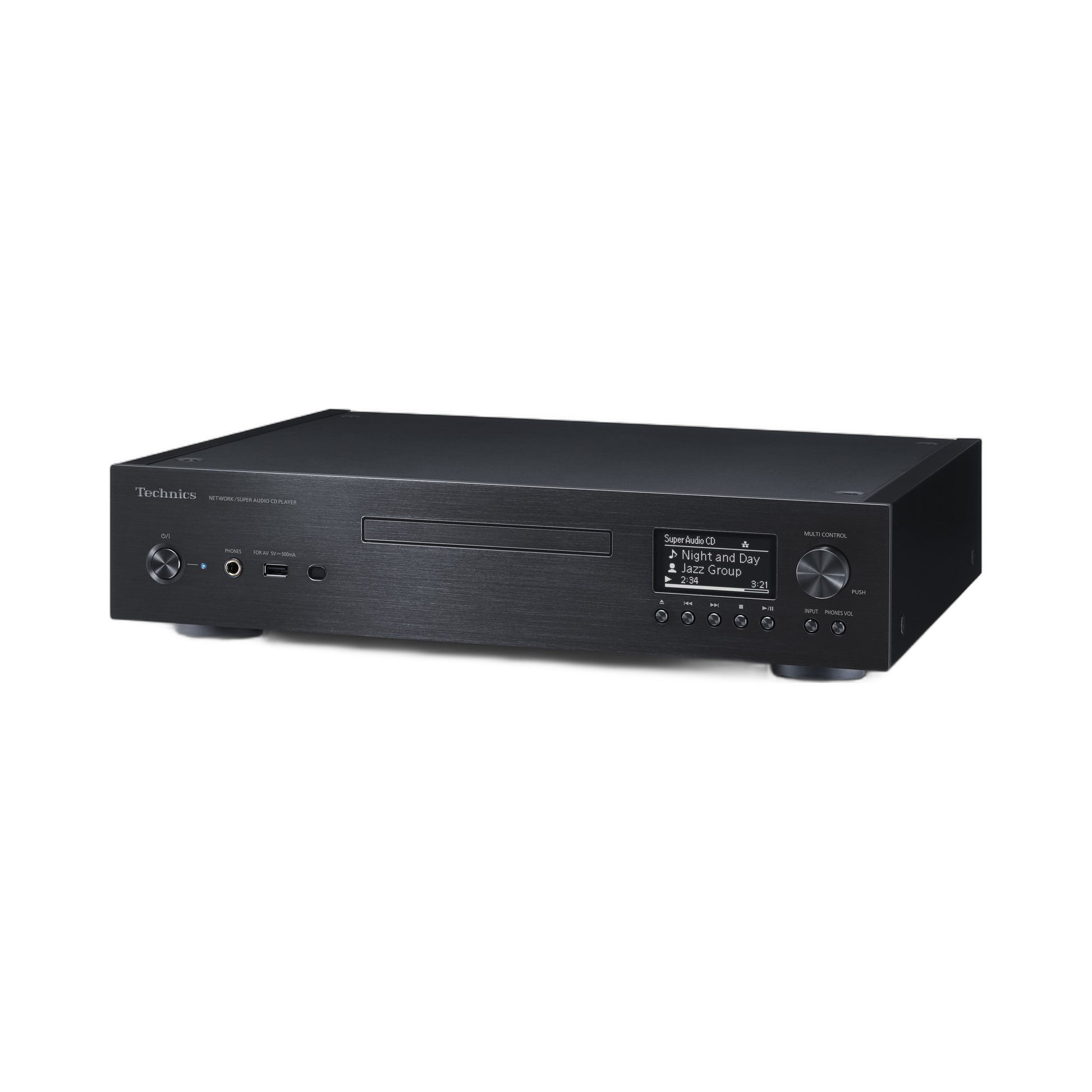 Technics SL-G700M2 Netzwerk-SACD-Player Schwarz Schrägansicht von vorn links mit Deckplatte