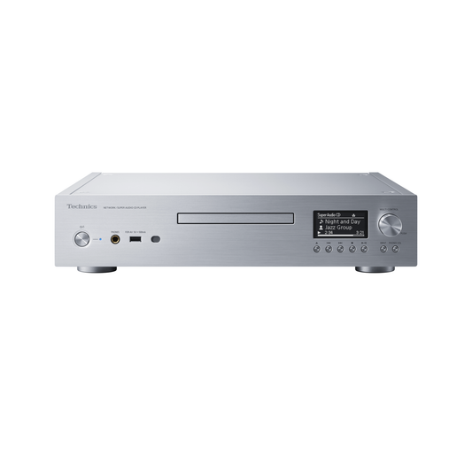 Technics SL-G700M2 Netzwerk-SACD-Player Silber Frontansicht mit Display, CD-Schacht und Multi-Control-Regler